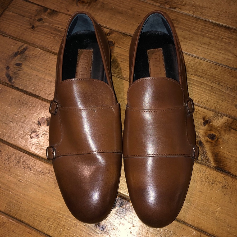 Vercini Monk Strap Light Brown Leather Loafers 43